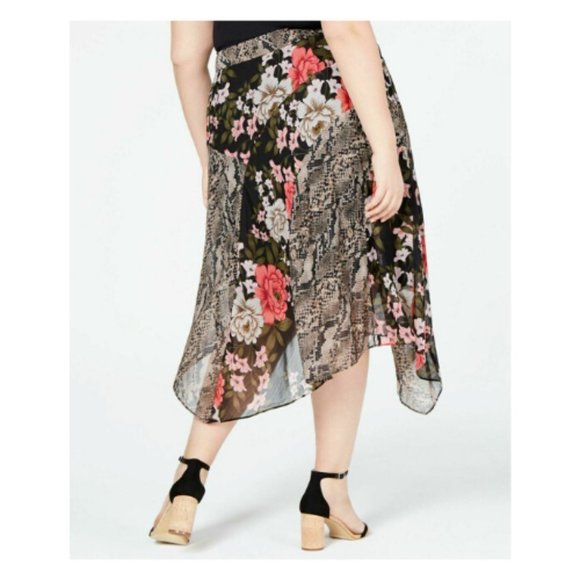 INC Womens Asymmetric Floral Snake Print Skirt - Picture 2 of 3